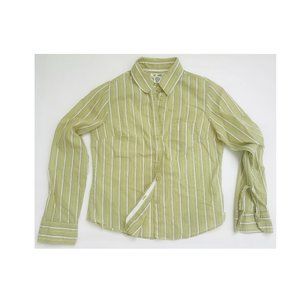 At Last cotton blend green striped shirt S